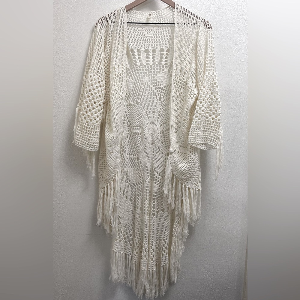 Spell & the Gypsy Mandala Crochet Cardigan Ivory Never Worn Vintage Rare - Picture 2 of 12